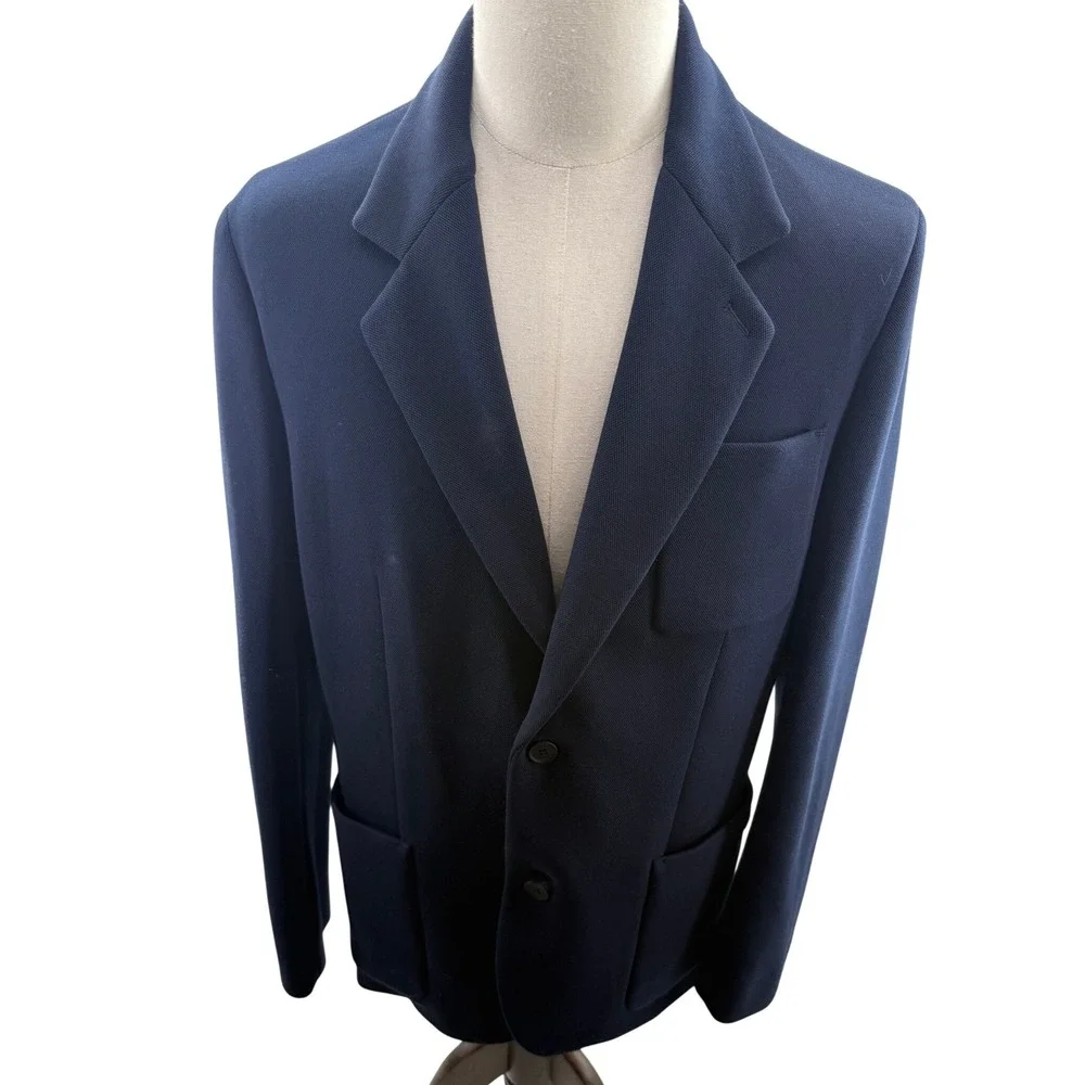 Lacoste Navy Blue Pique Knit Two-Button  Blazer Mens US S‎ FR 46